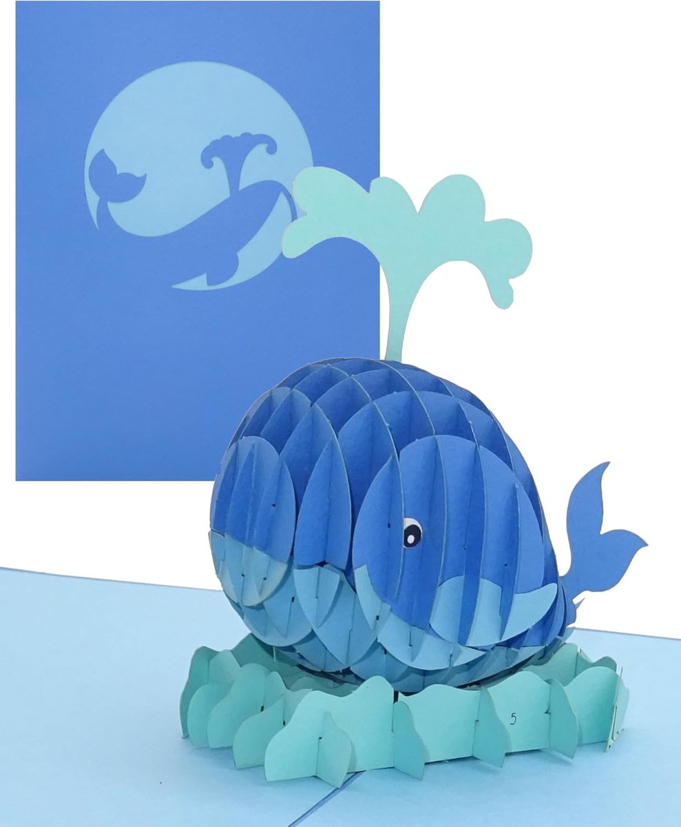 3D verjaardagskaart "Wal - Koning der Meere" - grote pop-up kaart met envelop als wenskaart, uitnodiging, decoratie, cadeau-idee & grappige uitnodigingskaart voor vissen & voor vissers