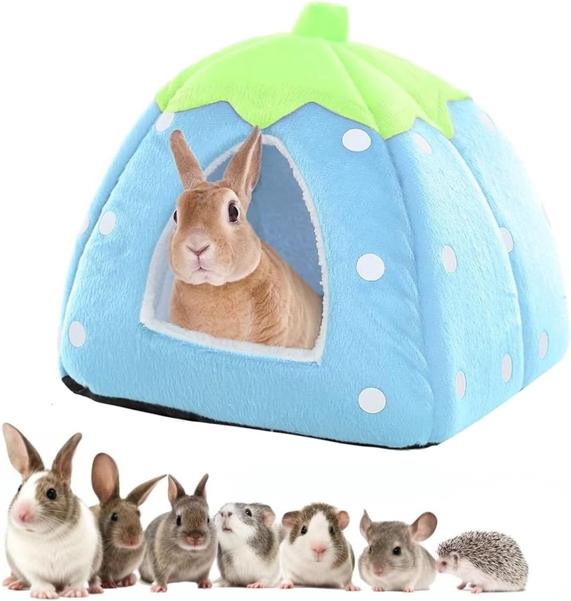 Winterhuisje voor kleine dieren, multifunctioneel warm bed, gezellige bedden voor dwergkonijnen, chinchilla, hamsters, S, blauw
