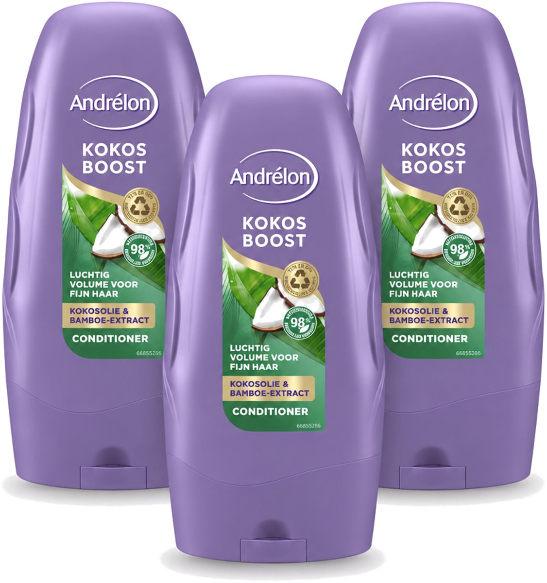 3 x Andrélon - Kokos Boost - Conditioner - Intensieve Voeding - 250 ml - Bulkverpakking - 3 stuks