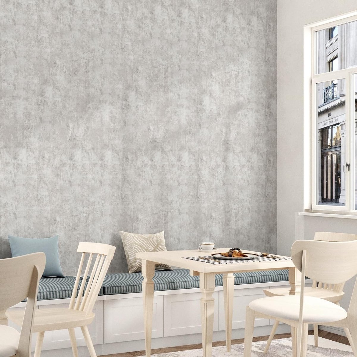 Betonlook behang lichtgrijs zelfklevend voor slaapkamer, woonkamer en gym - 40 x 300 cm, moderne wanddecoratie, cementlook muurdecoratie