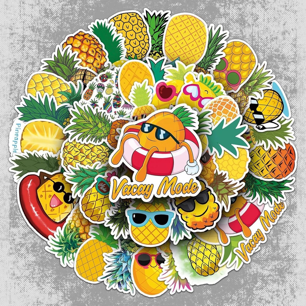 50 Stuks Ananas Stickers voor Skateboards, Fietsen, Motoren en Laptops - Waterdichte Graffiti Stickers voor Kinderen en Tieners