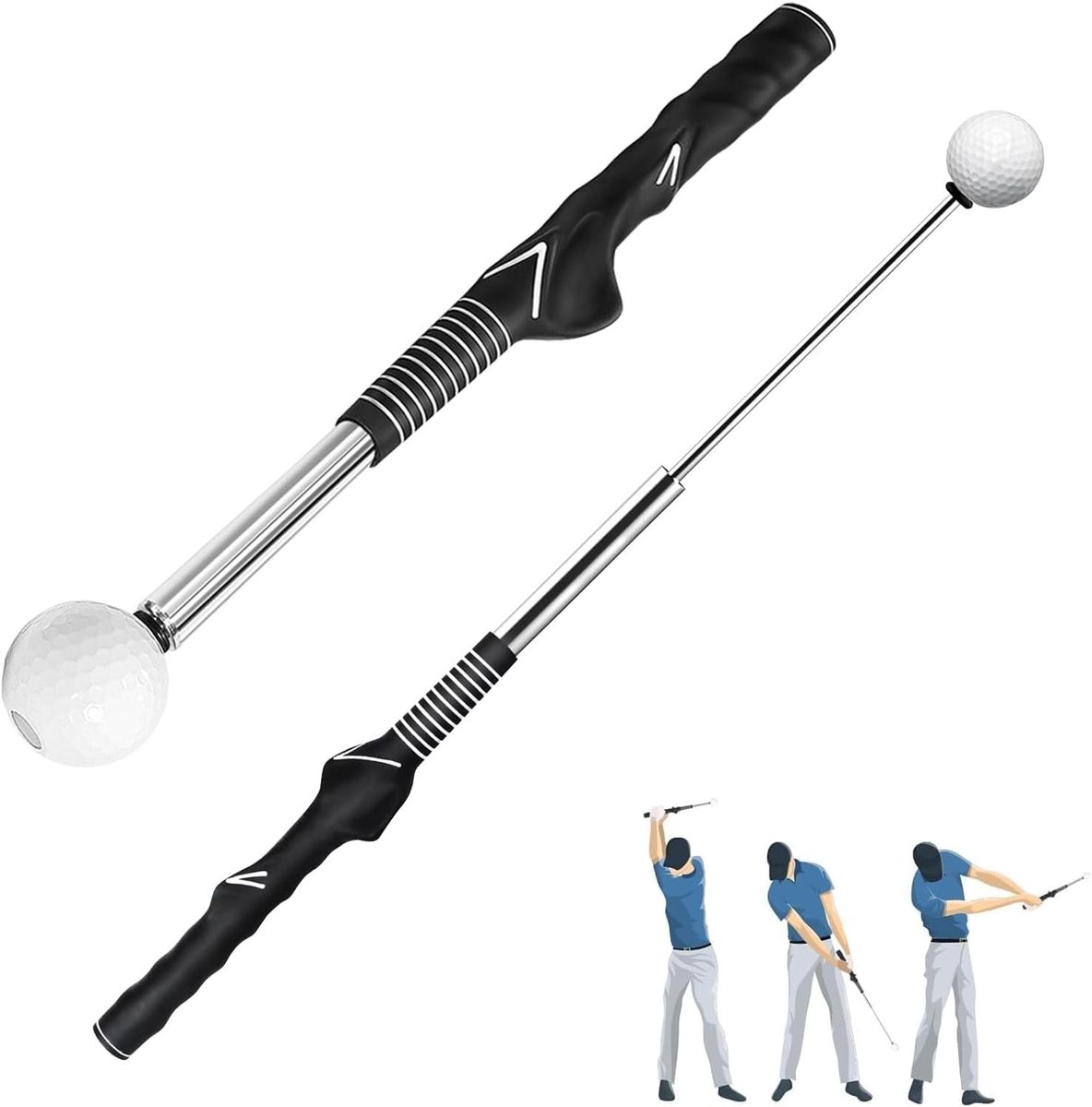 Intrekbare golftrainingshulp voor het verbeteren van swingtechniek, bal-slaghouding en grip, geschikt voor binnen en buiten gebruik