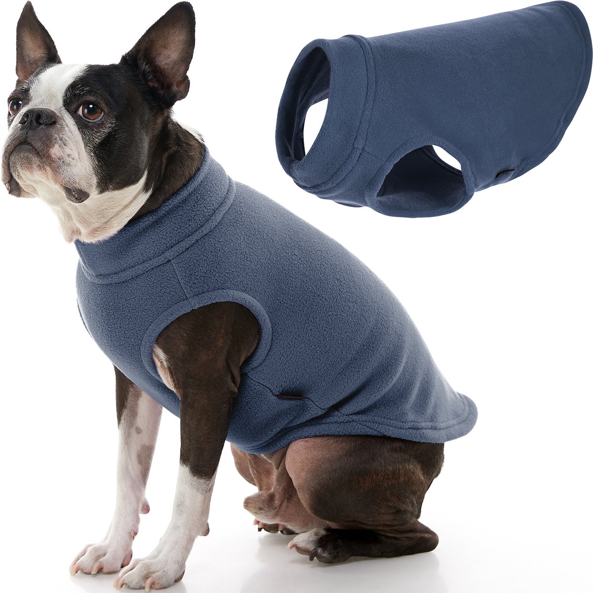 Gooby Stretch Fleece Vest Hondenjas - Warme hondentrui voor kleine honden - Indigoblauw - Large