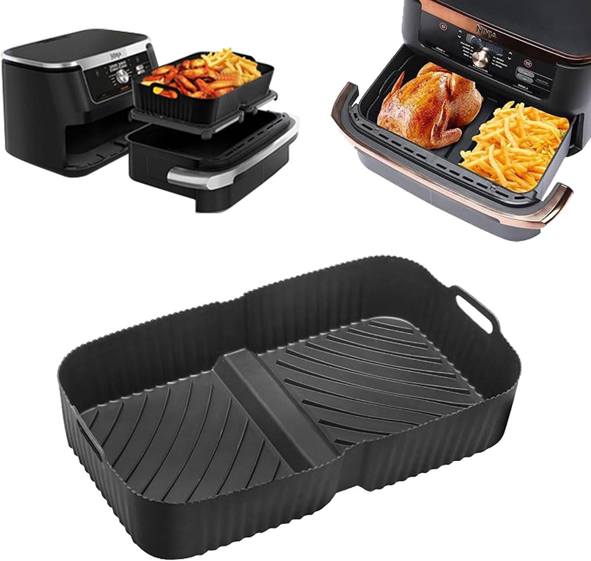 Heteluchtfriteuse 10,4 L - Lade met Siliconen Inzetstuk - Geschikt voor Ninja Foodi Max - Gezond frituren - ShopVlot