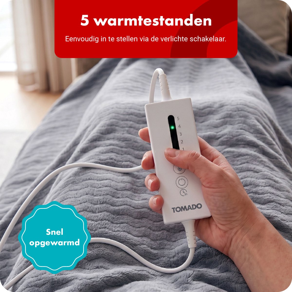 Tomado TEB1803G - Warmtedeken - Elektrische deken 1 persoons - afbeelding 3