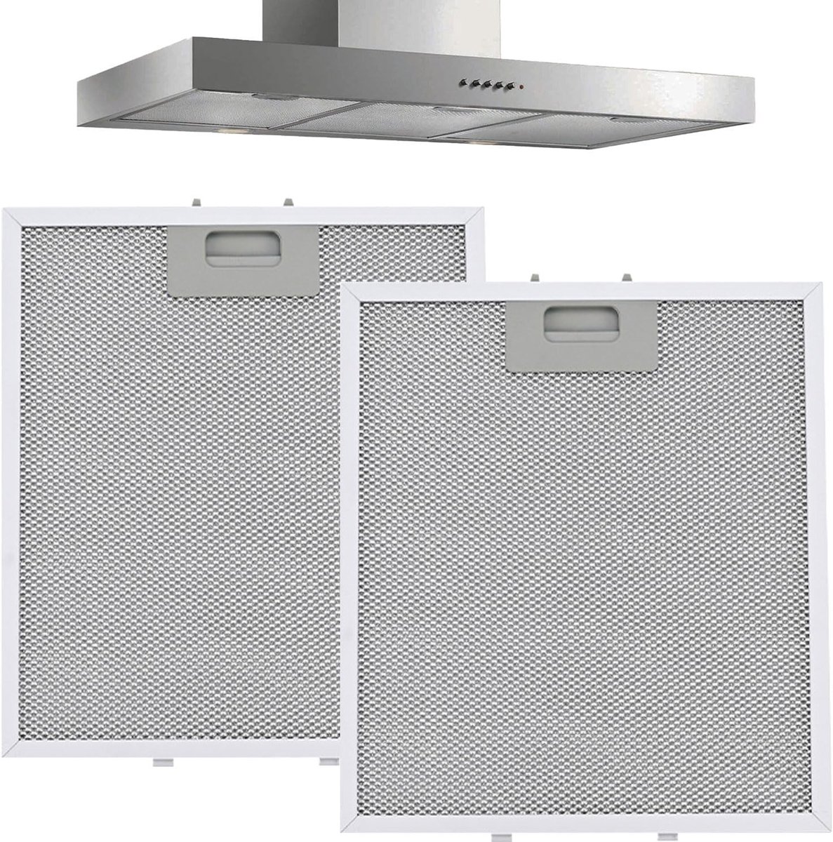 Metaalfilter voor Afzuigkappen, Set van 2, 305 x 267 x 9 mm, Vijflaagse Filterstof voor Efficiënte Luchtfiltratie in de Keuken