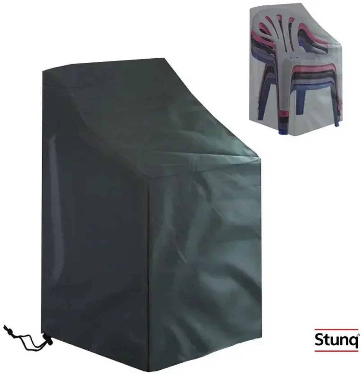 Stunq Waterdichte Tuinstoelhoes voor Gestapelde Stoelen Zwart
