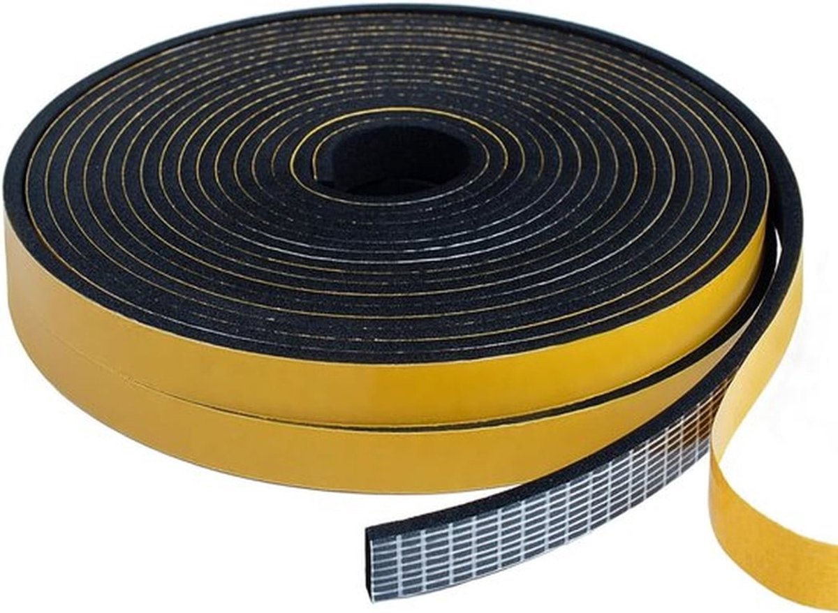 Zelfklevende Sealing Tape voor Deuren en Ramen, 25mm (B) x 3mm (D) x 10m (L) - Rubber Schuimafdichting, Geluiddicht, Anti-bots Strips, Ideaal voor Isolatie en Bescherming