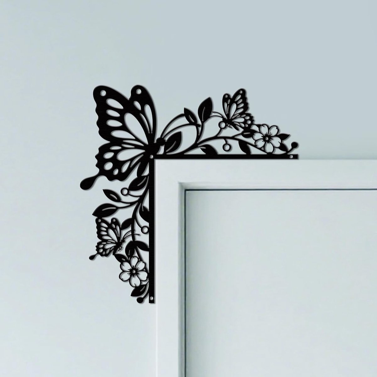 Wanddecoratie - Set van 25 - Circa 64 cm - Metaal - Art deco - Weerbestendig - Zwart