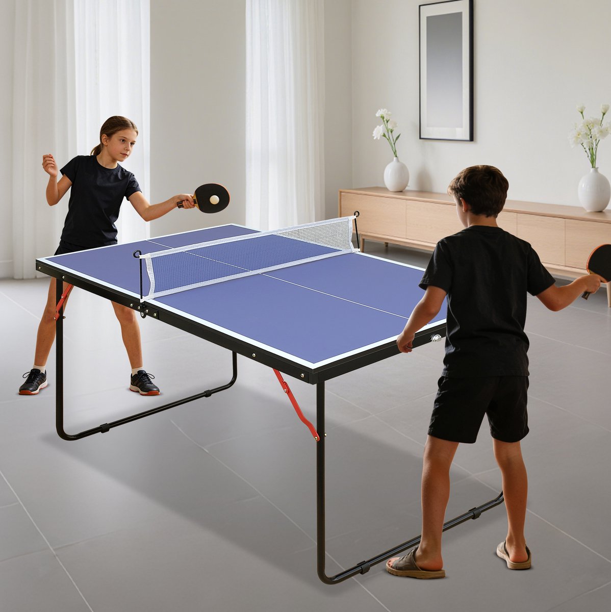 MODFU - Tafeltennistafel - Vouwbaar - Binnen En Buiten - MDF - Blauw - Met Net