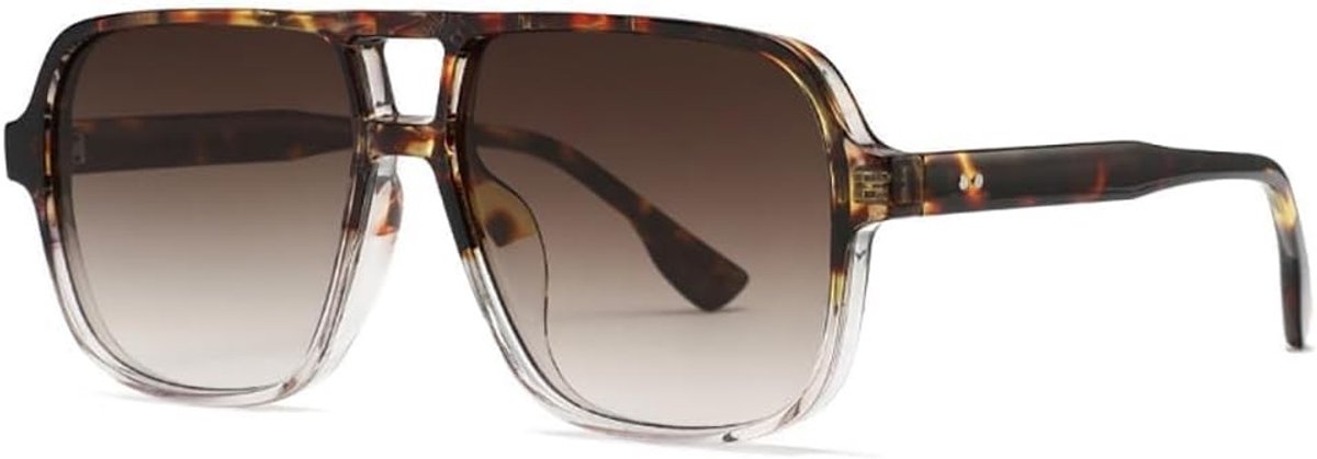 Retro Zonnebril voor Dames en Heren - Klassieke Aviator Stijl met Dubbele Brug, UV400 Bescherming en Vintage Look