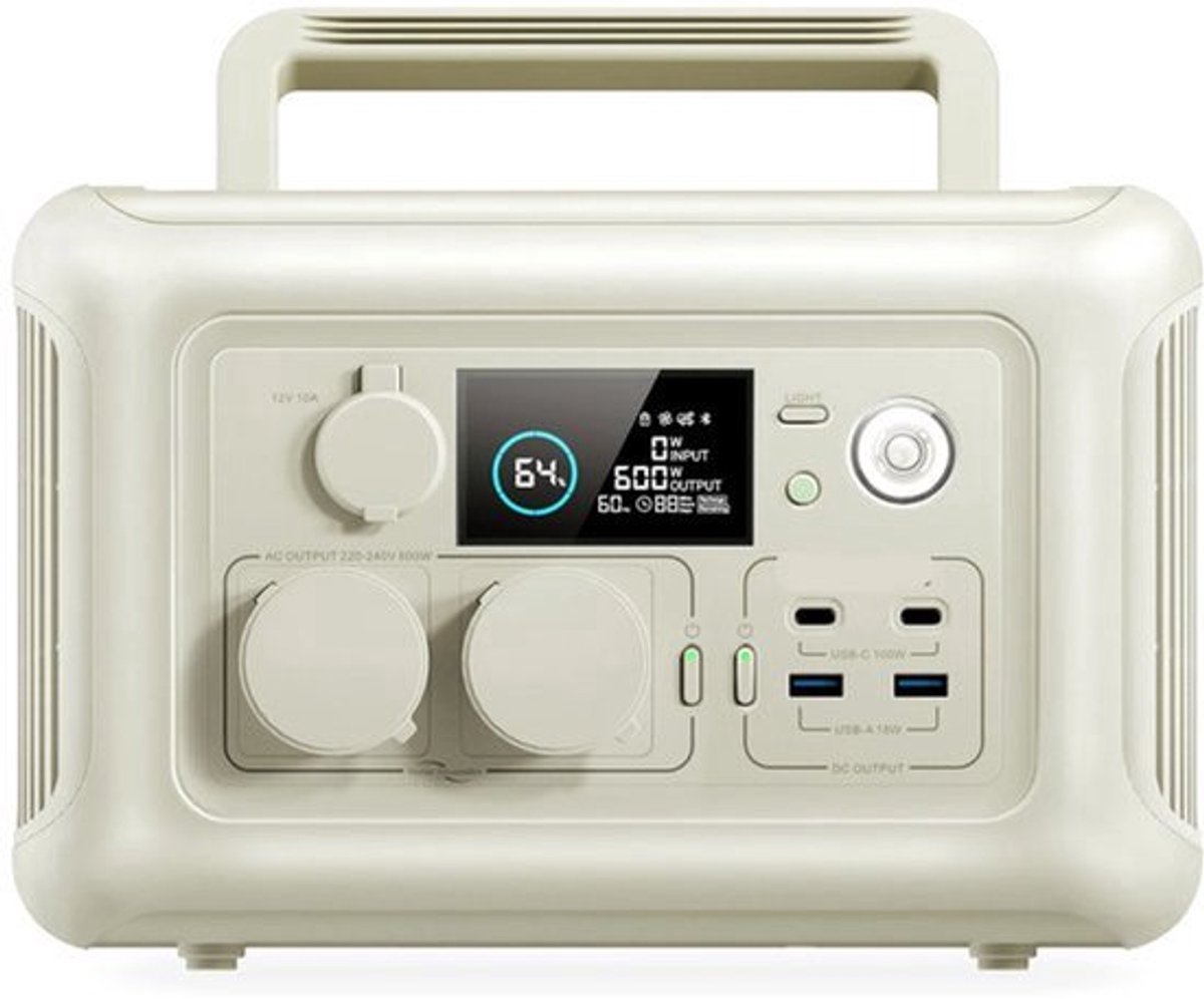 Draagbare Powerstation - Powerbank - Stroomgenerator - Generator - 600W Vermogen – Generatoren - 299Wh LiFePO4 Batterij – UPS & MPPT Technologie – Geschikt voor Outdoor & RV - Zwart
