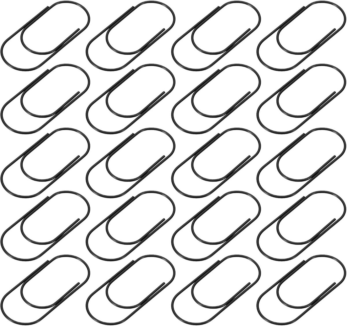 20 Stuks Grote Paperclips in Doos, Brede Gecoate Klemmen voor Kantoor, Kunst en Thuisgebruik (Zwart, 5cm)
