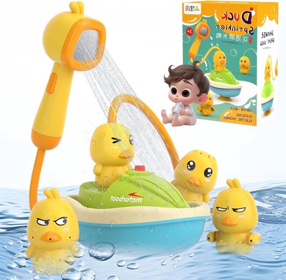 Allecto Plus - Bad Speelgoed voor 1 tot 4 Jaar Eend Baby Bad Speelgoed met Douche