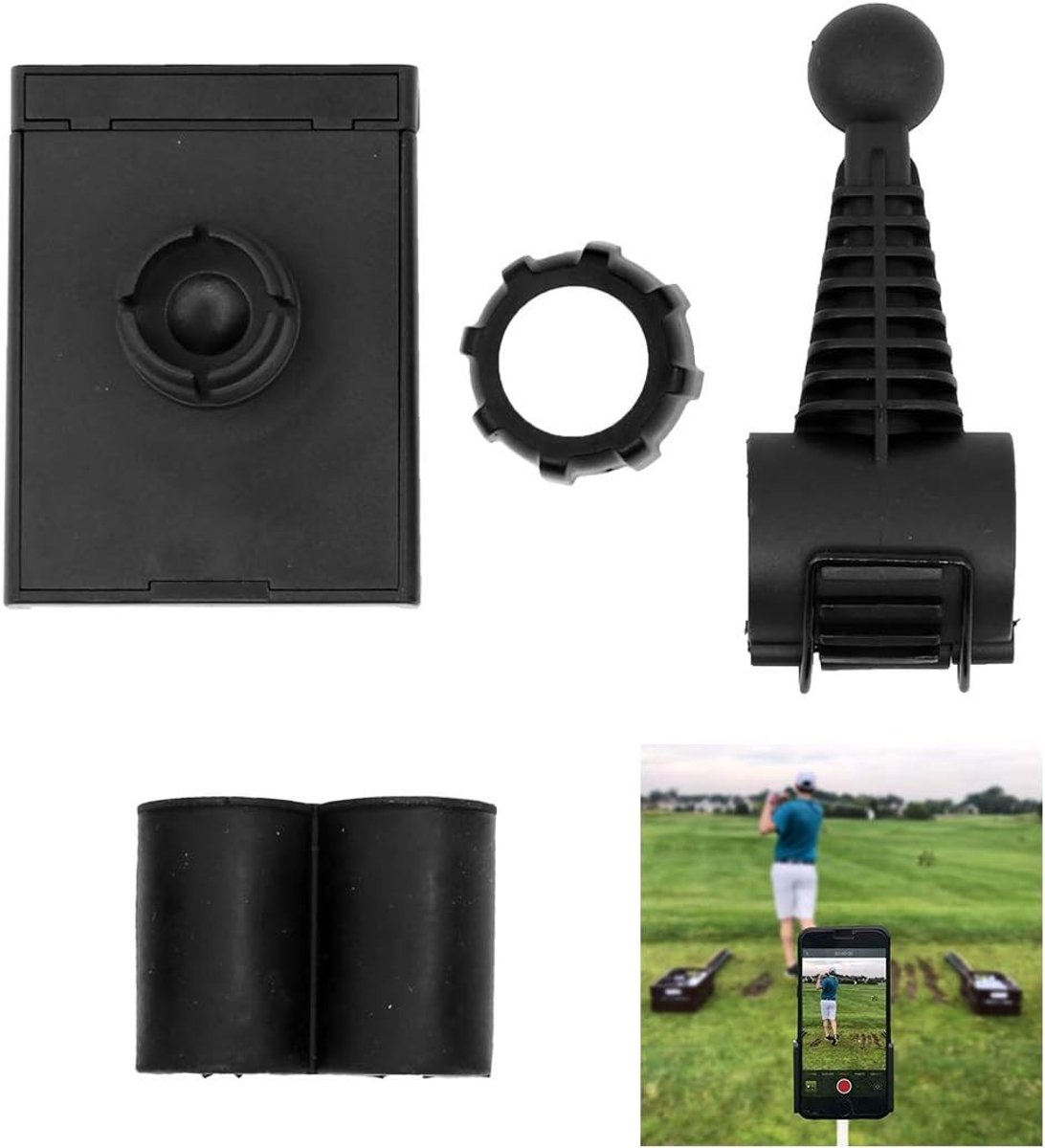 Zwarte Golf Swing Recordhouder voor Smartphone met 360° Rotatie - Verstelbare Houder voor Golfbuggy en Trolley, Ideaal voor Putting en Short Game