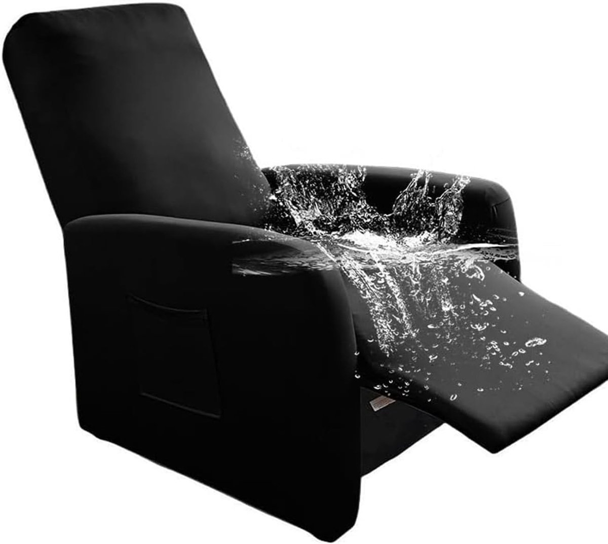 Handbediening relaxfauteuil - Zwart - 1-zits - Rekbare Stoelhoes van Polyester en Elastaan - Voor Elektrische Relaxfauteuil