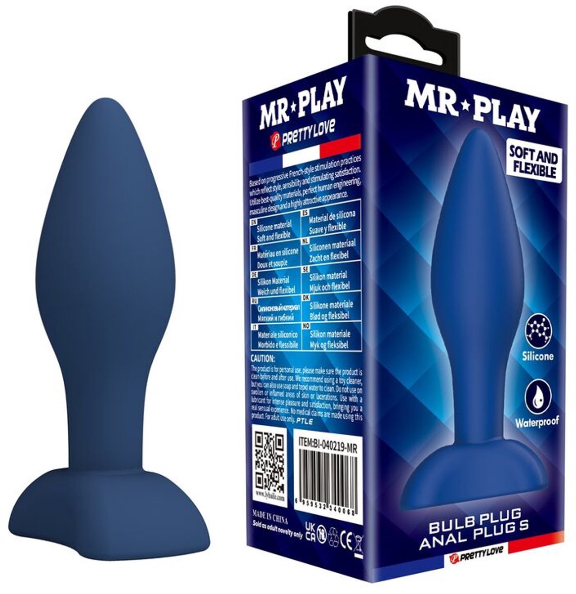 MR PLAY - TAPERED SILICONE ANAL PLUG BLUE S