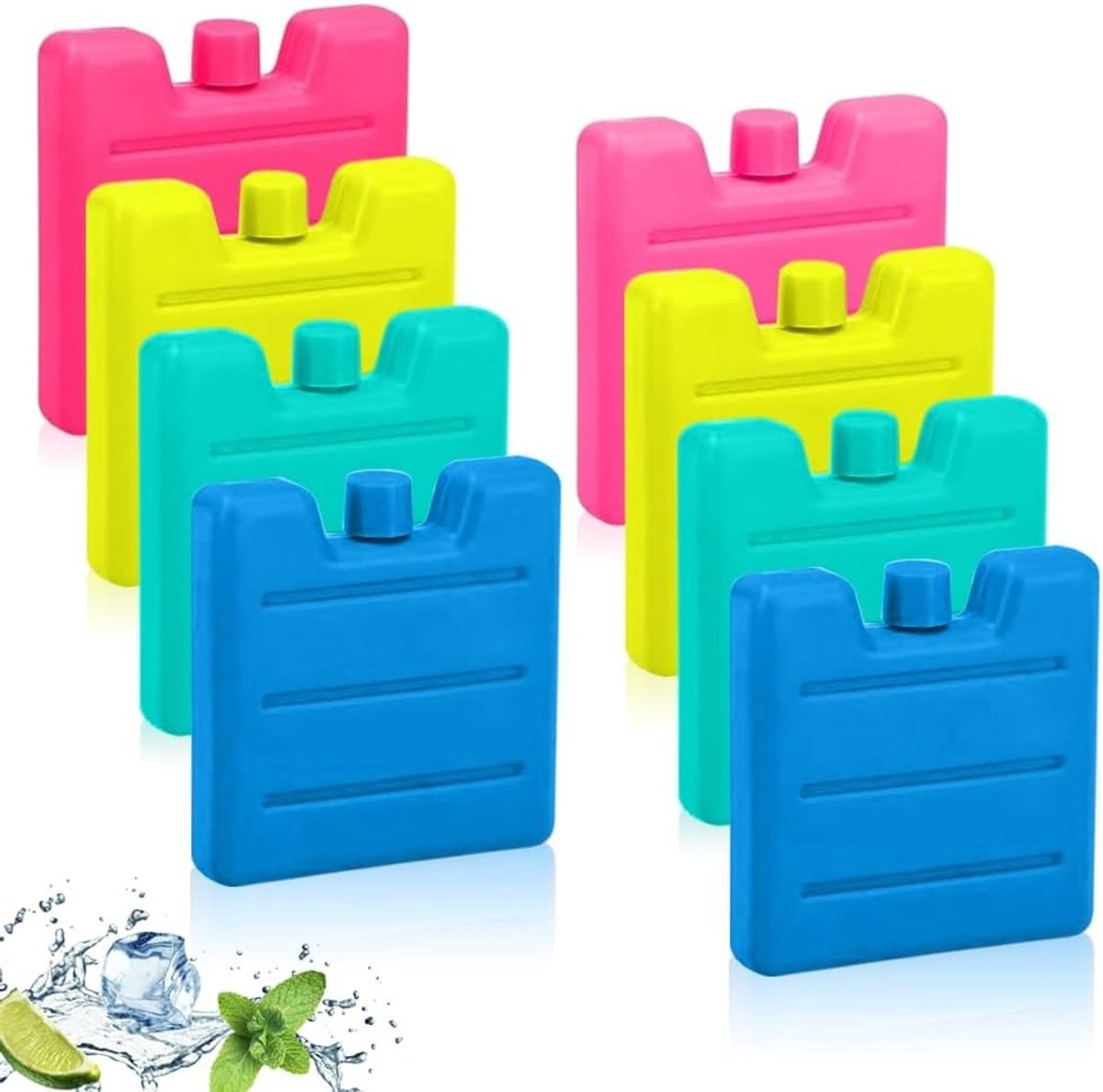 Mini koelers met kleine ijszakken in 4 kleuren, ideaal voor lunchboxen, picknicks en kantoorgebruik, 7.5 cm, ruimtebesparend en praktisch