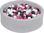 Zachte Jersey baby kinderen Ballenbak met 300 ballen,  - zwart, wit, roze, grijs