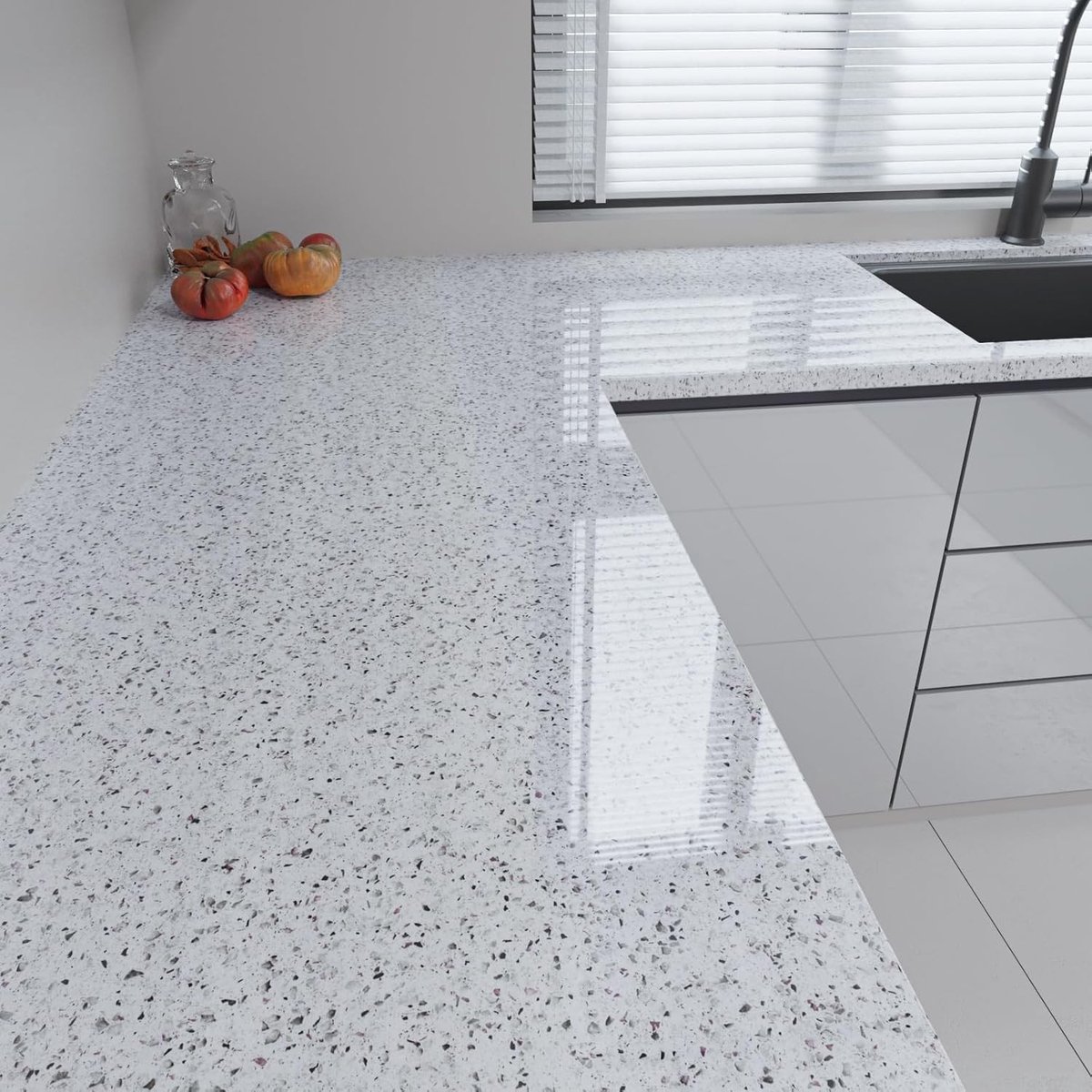 Witte Graniet Marmer Zelfklevende Behangrol 30cmx300cm - Dikke Textuur voor Meubels, Keukens en Interieurdecoratie