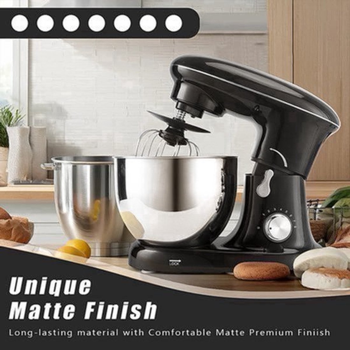 Keukenmixer – Mengmachine – Bakmixer – Deegkneder – Standmixer – 1400W Krachtige Motor – 4,5 Liter RVS Mengkom – Zwart