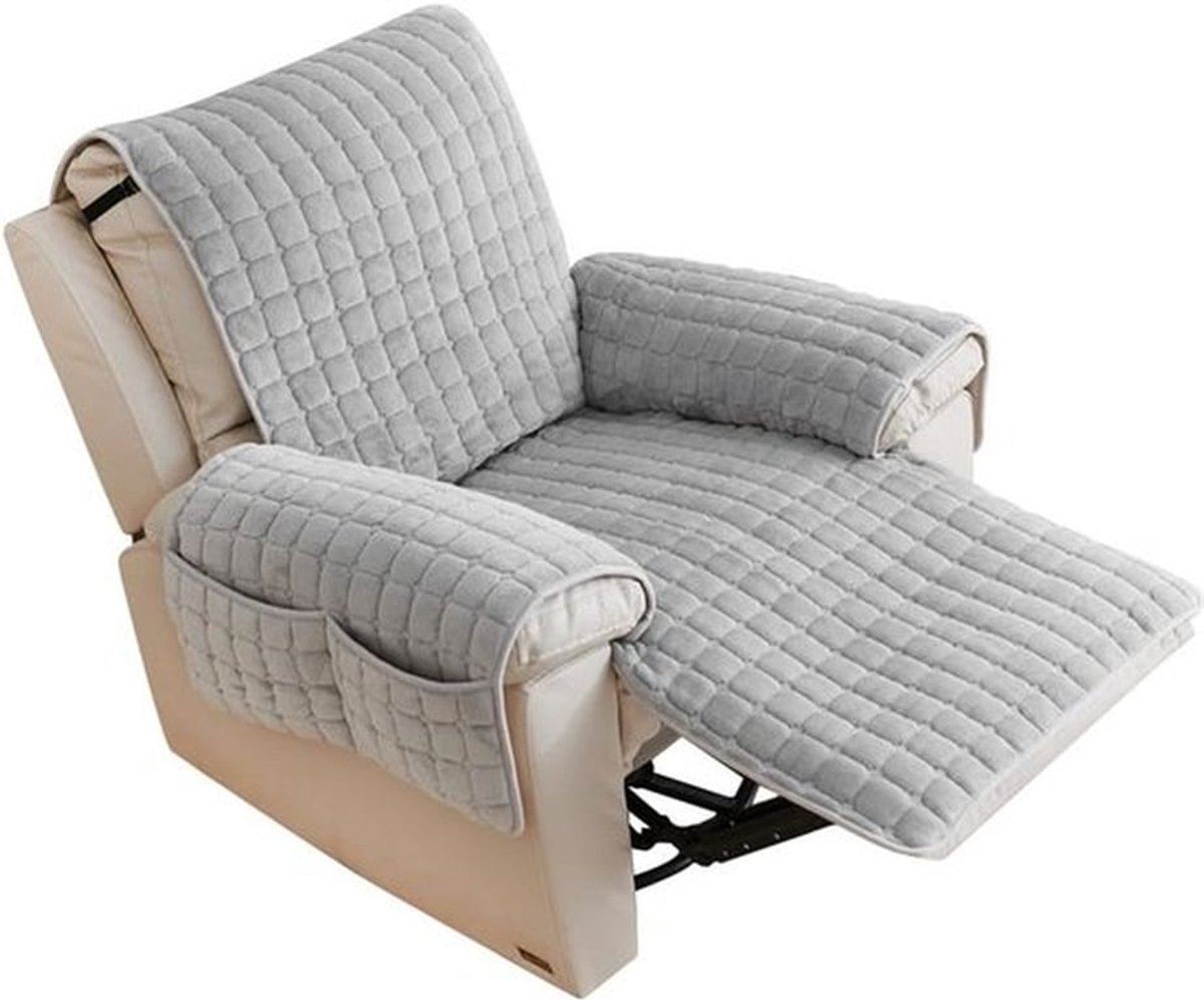 Beschermhoes voor Relaxfauteuil 53 x 190 cm met Opbergvakken en Elastische Band, Geschikt voor TV Fauteuils en Stoelen, Inclusief Armleuninghoezen
