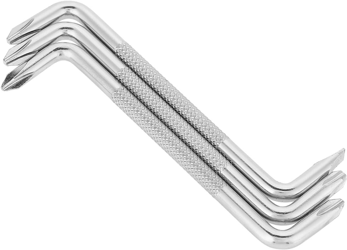 Set van 3 Offset Schroevendraaiers, Z-Type Sleufkruisschroevendraaiers van CRV Staal met Antislip Grip voor Smalle Ruimtes en Precisiewerk