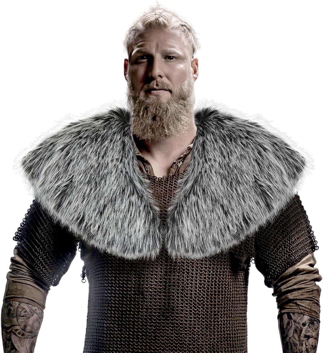 Faux Fur Kraag Cape voor Middeleeuwse Kostuums, Ideaal voor Halloween, Carnaval en Cosplay Feesten