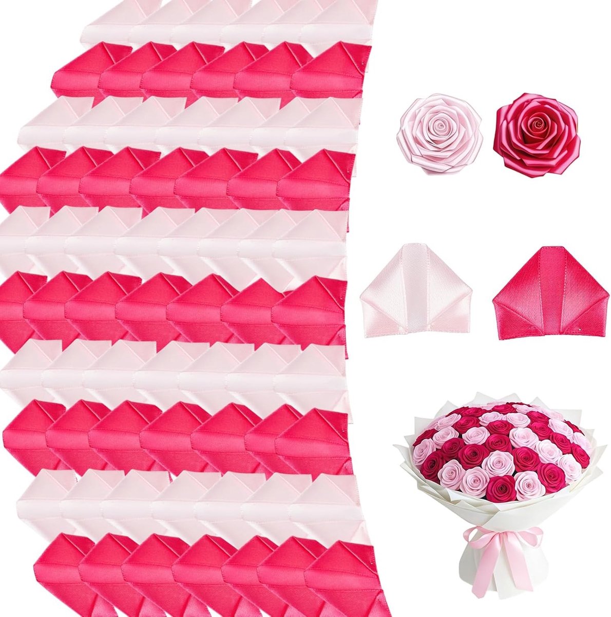 200 Stuks Felroze en Roze Kant-en-Klare Rozenblaadjes voor DIY Bloemenboeketten en Ambachten, Perfect voor Valentijn en Feestdagen
