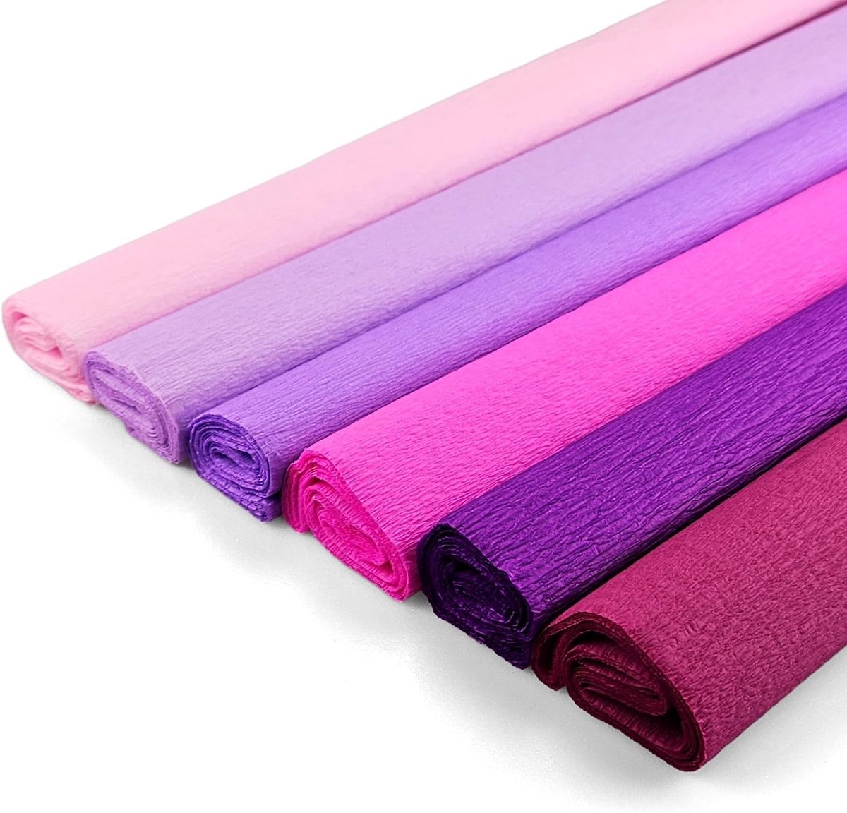 Violett-Pink Crepe Papier Mix - 6 Rollen van 200 x 50 cm voor Decoratie, Cadeauverpakking en Creatieve Projecten