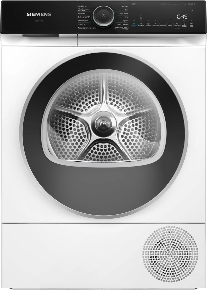 Siemens WQ46N2D0NL - iQ500 - Wasdroger - Warmtepompdroger - 9 kg - Zelfreinigende condensor reinigt automatisch voor blijvende topprestaties en energie-efficiëntie - Home Connect - Zeer stil Wit White