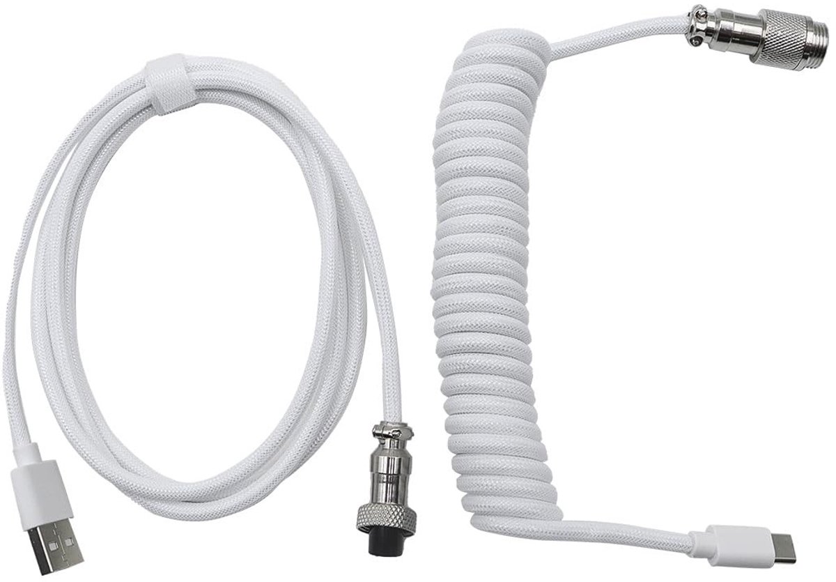 USB Type-C Kabel voor Gaming Toetsenbord, USB-C naar A Kabelaansluiting, Wit, 2 meter, Snelle Gegevensoverdracht