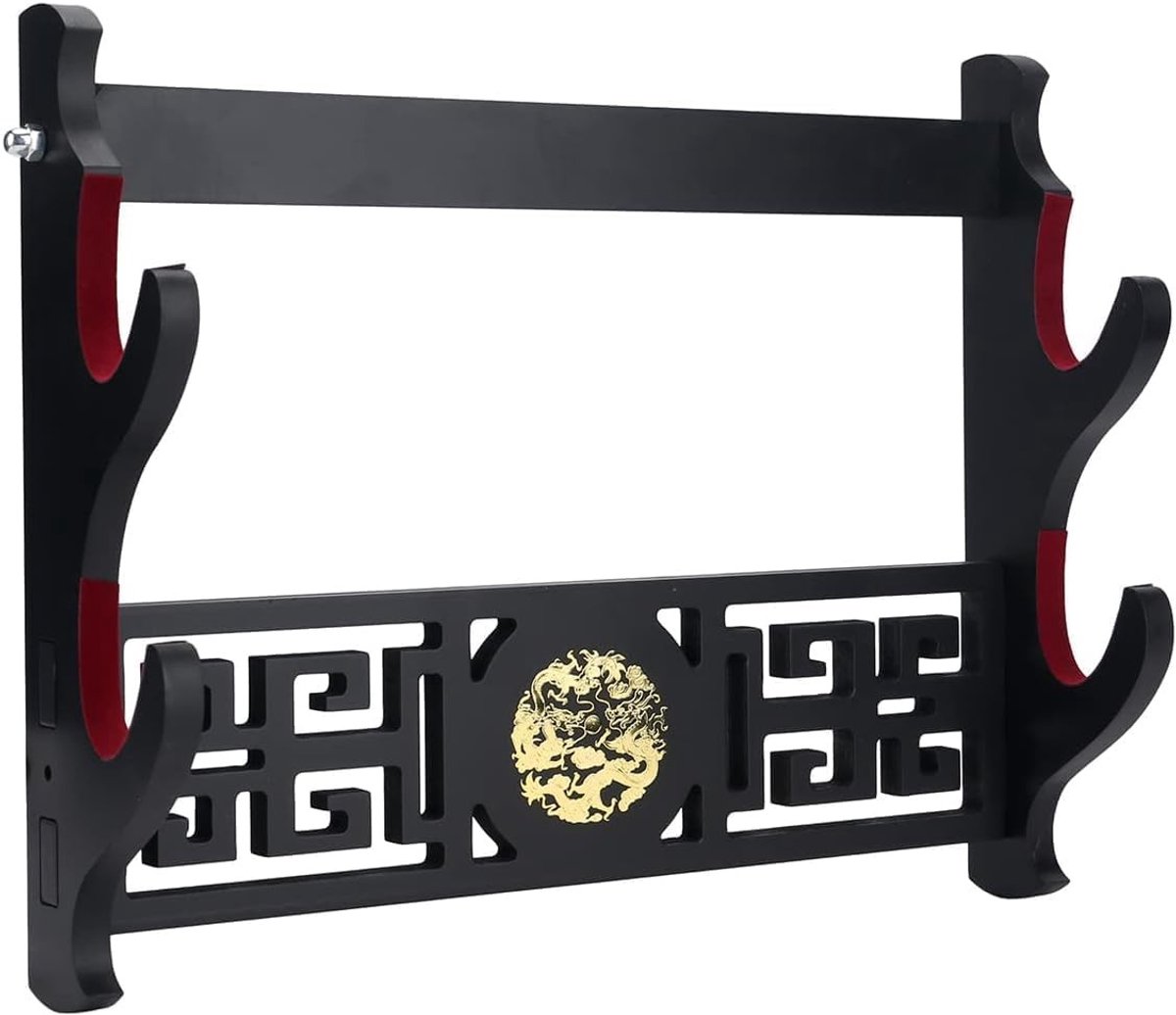 Zwaardhouder - Zwart - 37 x 30 cm - Fluwelen Bekleding - Wandhouder voor Samurai Zwaarden