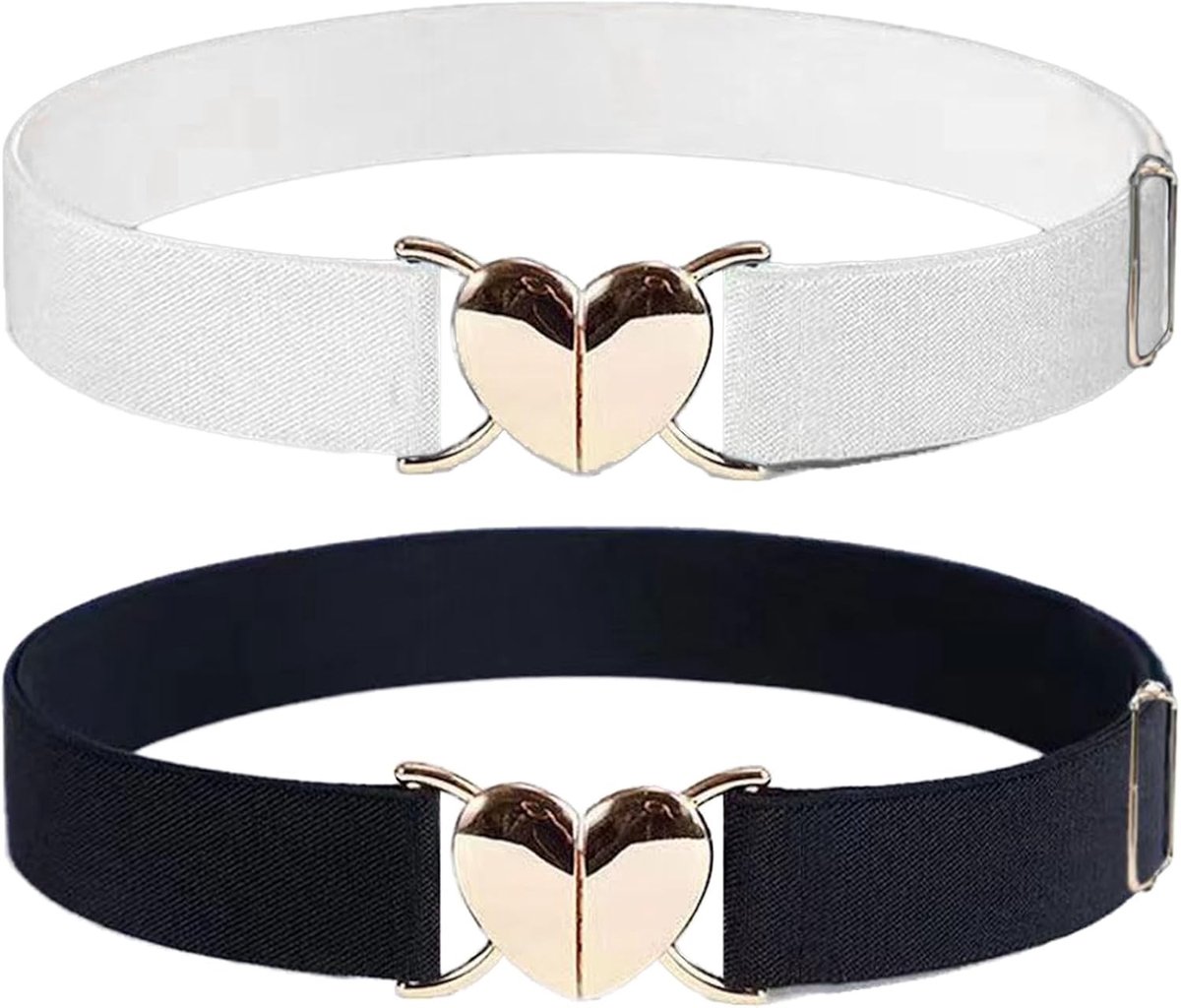 2 Stuks Meisjes Riemen met Elastische Tailleband - Verstelbare Stretch Riem voor Kinderen en Tieners
