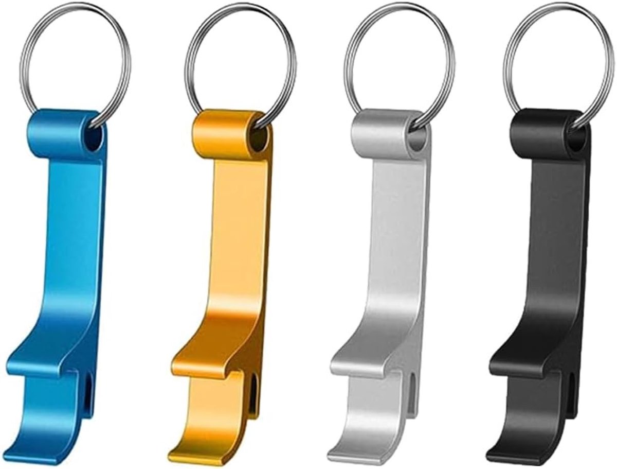 Set van 4 kleurrijke aluminium blikopeners - praktische accessoires voor feesten en bijeenkomsten, ideaal voor gemak en stijl