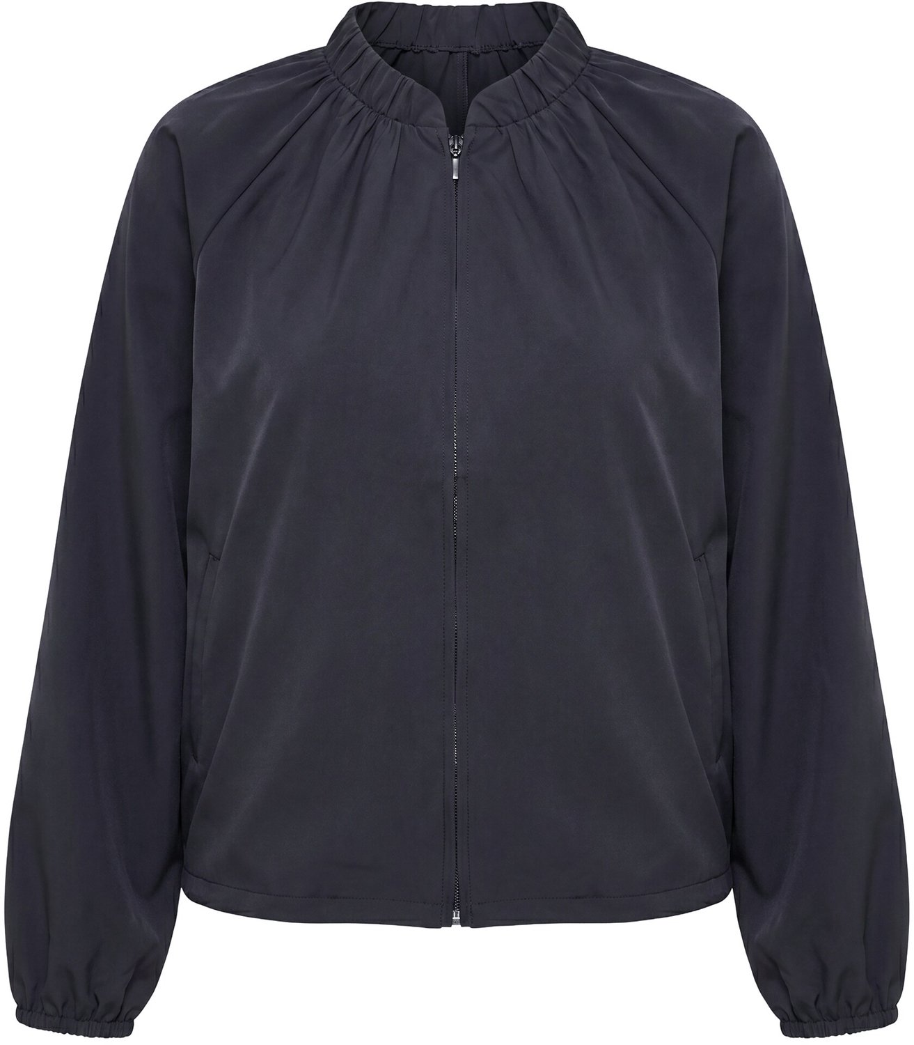 Ulla Popken - Dames - Blouson ballonzoom ronde hals lange mouwen - Donkerolijf - Maat 50+