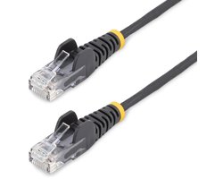 StarTech.com 15m Dunne CAT6 Ethernet Kabel, Zwart, Snagless, 100W PoE, UTP, LSZH, 28AWG Pure Koperdraad, Slim RJ45 Netwerk Patchkabel met Trekontlasting, Fluke Getest