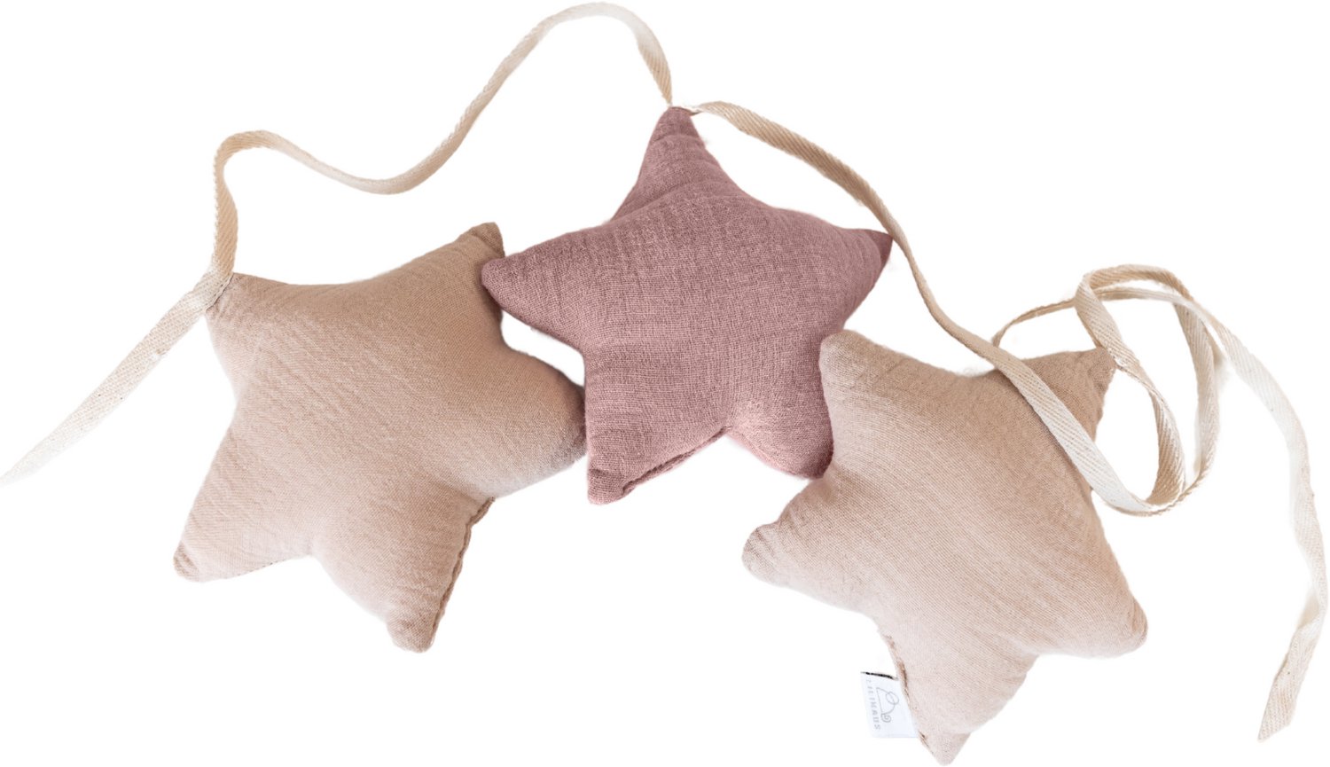 LILIMAUS Sterren slinger kinderkamer - stoffen slinger van mousseline katoen - 300 cm - poederroze en zachtroze