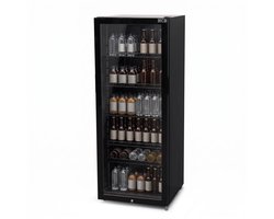 HCB® - Professionele Horeca Glasdeur koelkast - 248 liter - zwart - 230V - Energiezuinige koeling met glazen deur - Flessenkoelkast - Drankenkoelkast - Energielabel C - 56x54x140.7 cm (DxBxH) - 52 kg - Frigo - 5100