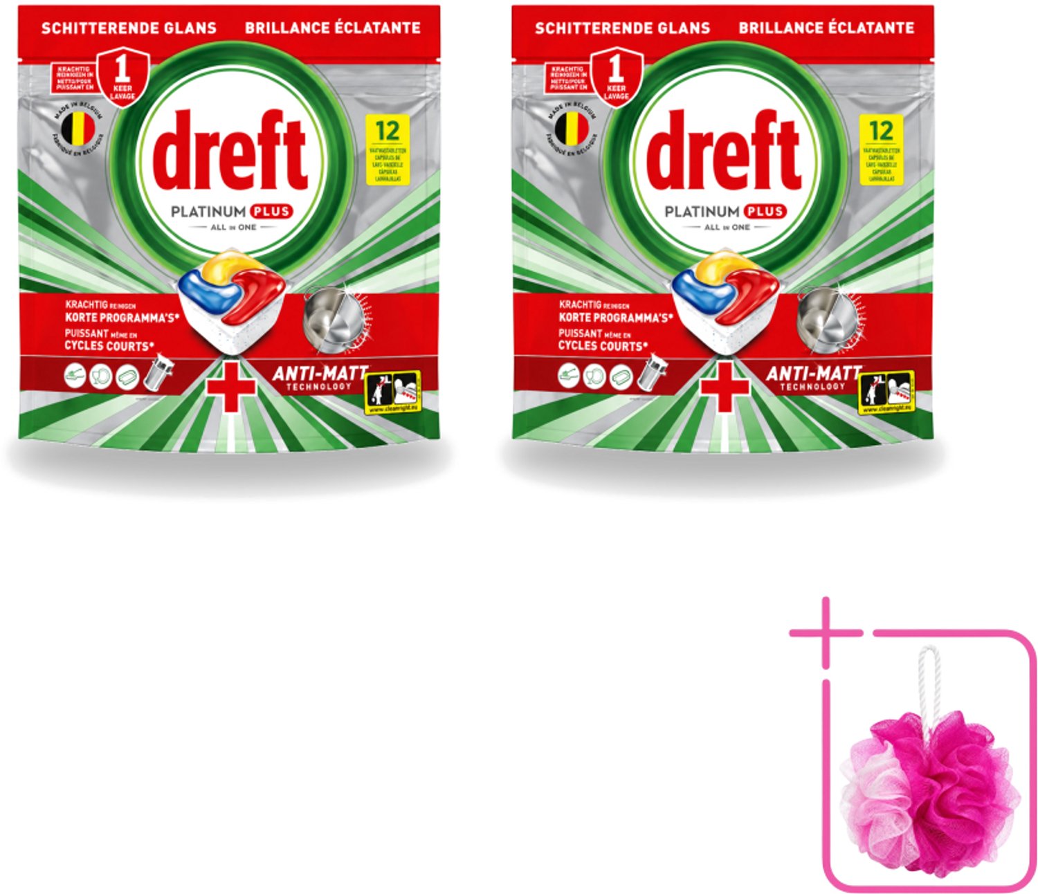 2 x Dreft – Vaatwastabletten – Platinum Plus All-in-One – Lemon – 12 Tabletten - Bulkverpakking - Vaatwasmiddelen - Vaatwastabletten