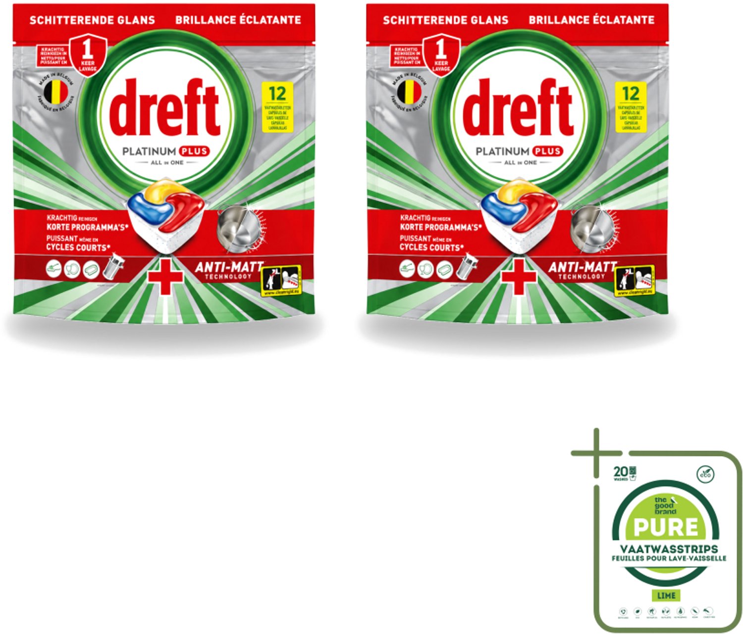 2 x Dreft – Vaatwastabletten – Platinum Plus All-in-One – Lemon – 12 Tabletten - Grootverpakking - Vaatwasmiddelen - Vaatwastabletten - Anti-dofheid - Vaatwasmiddelen Lemon - Vaatwasmiddelen Anti-matt