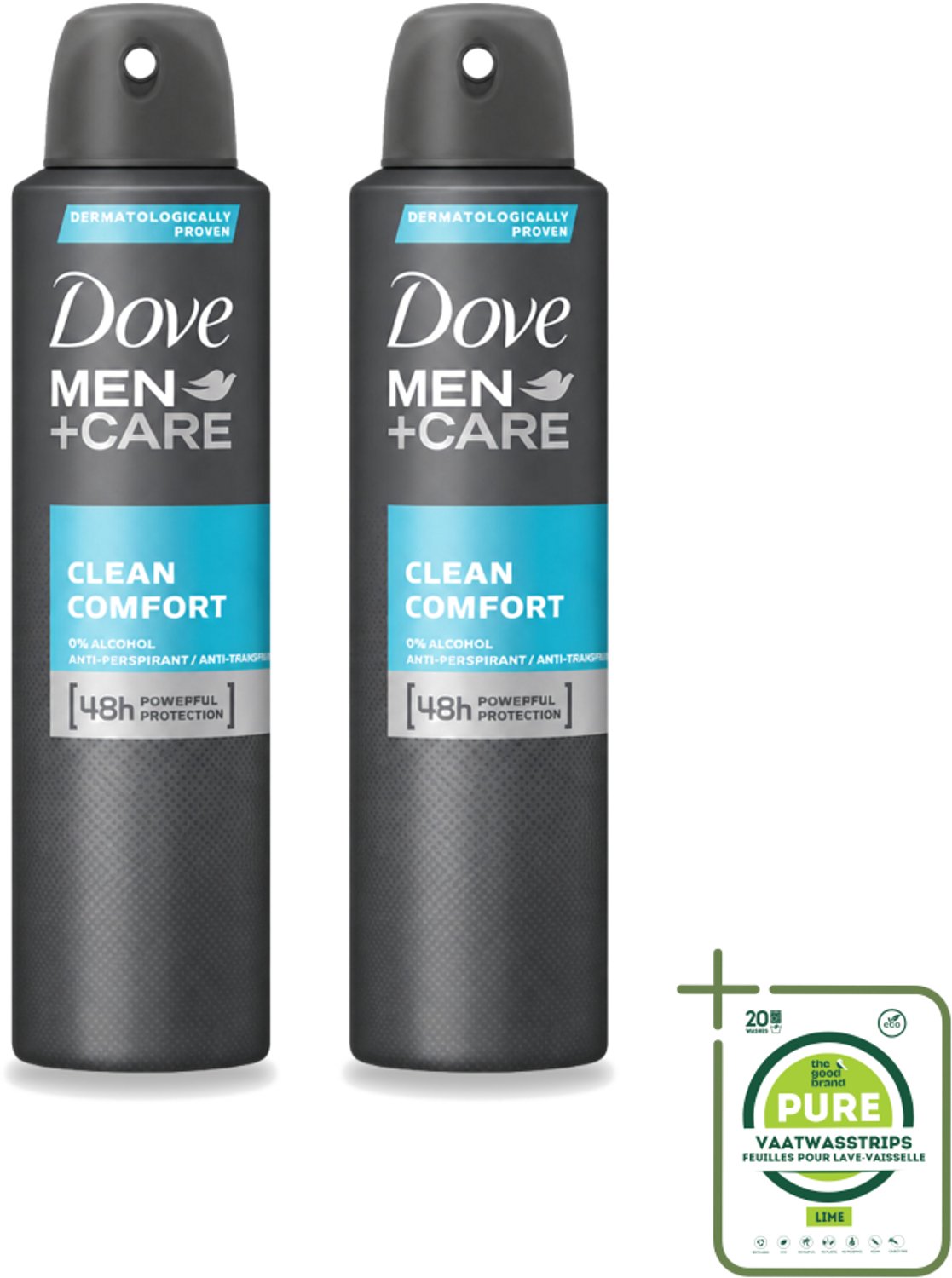 2 x Dove Men+Care – Deodorant Spray – Clean Comfort – 200 ml - Grootverpakking - Vaatwasstrips - Anti-transpirant Spray - Okselgeur - Frisse Geur - Schone Geur - Okselverzorging