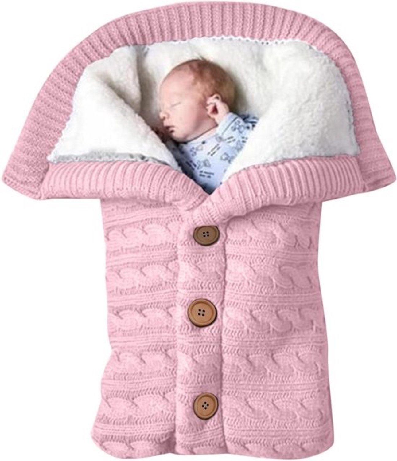 Babyvoetenzak - Babyslaapzak - Houdt de baby warm - Zachte Sherpavoering - 0-6 maanden - Roze