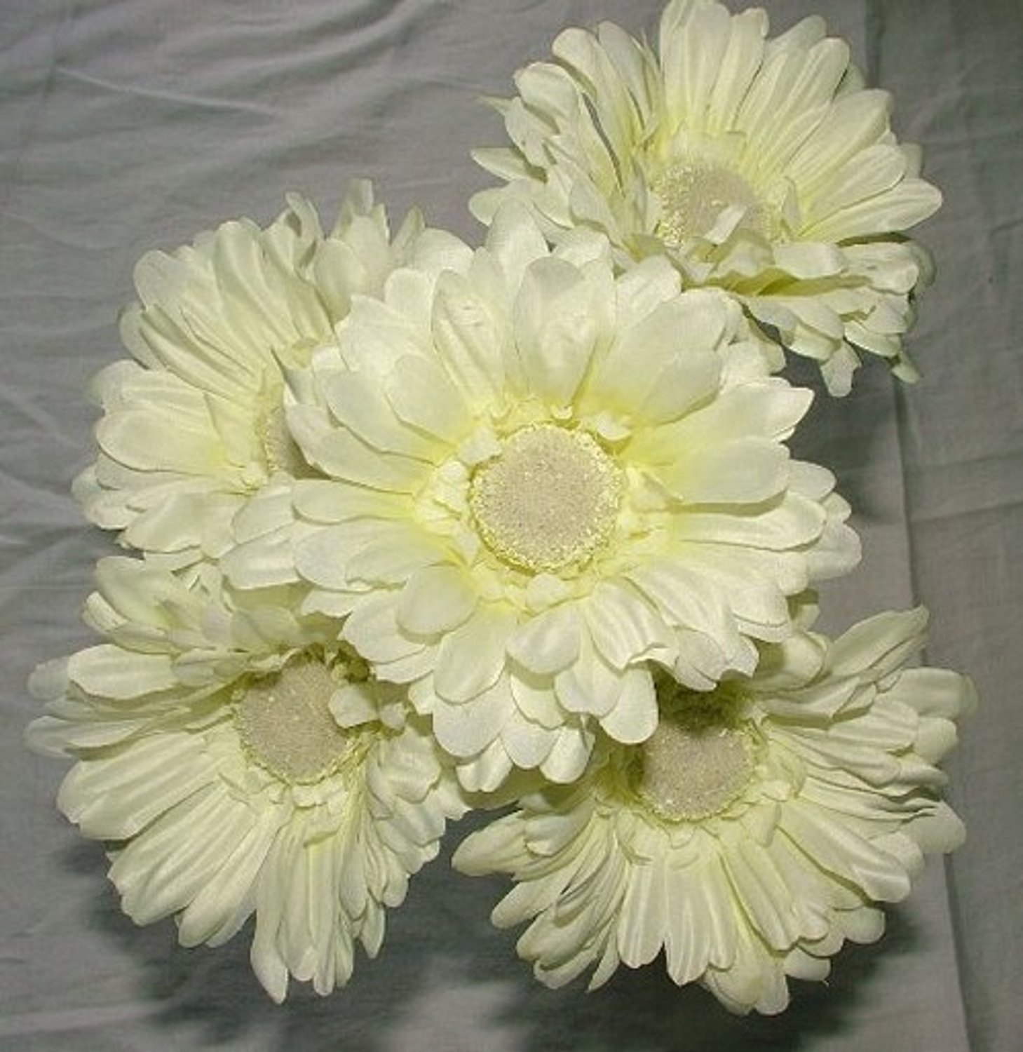 Kunstmatige Gerbera met Grote Bloem - 12 Stuks, Crème/Ivoor