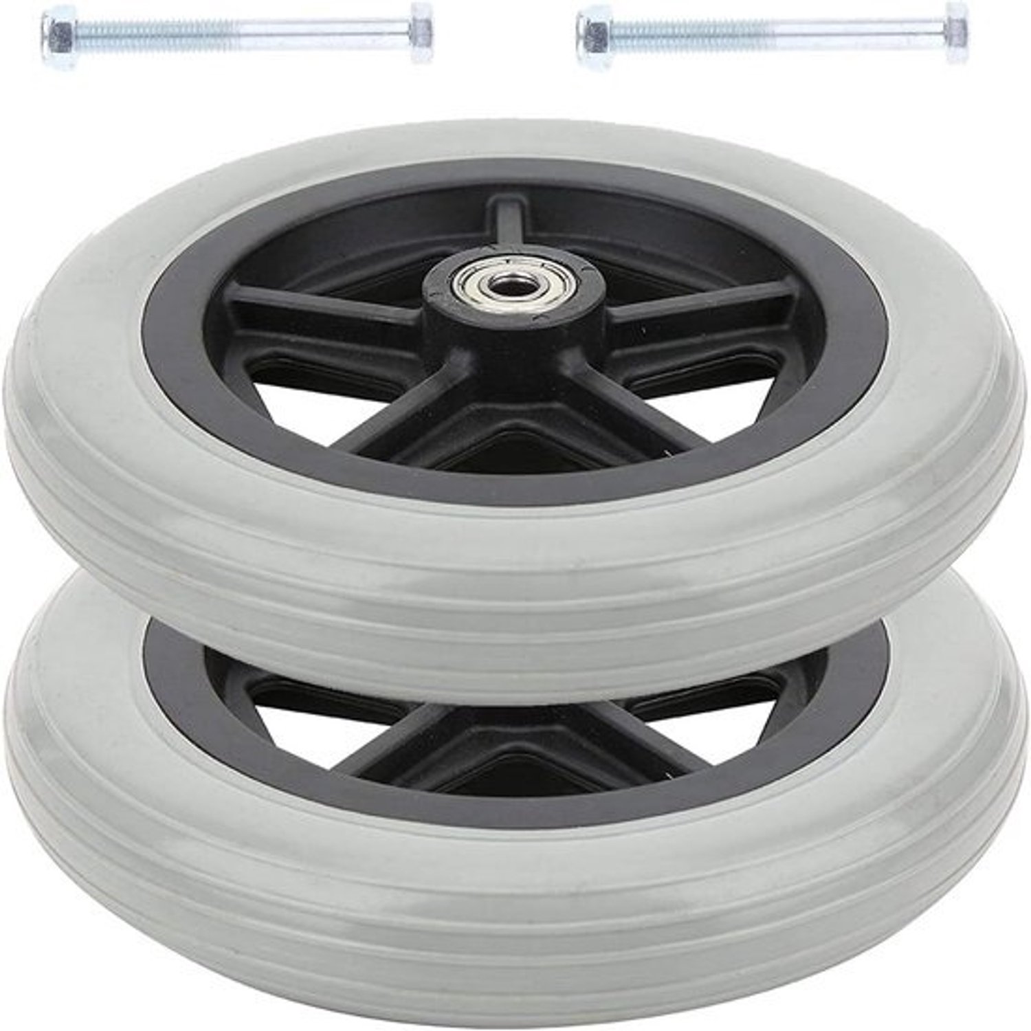 Voorwielen voor rolstoel - Reservewielen - Voor vervanging van versleten wielen - Slijtvast rubber - 8 inch - Grijs