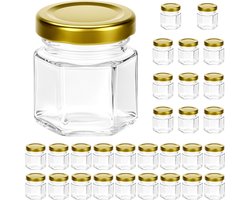 30 Mini Glazen Potjes 45ml met Gouden Deksel - Zeshoekig