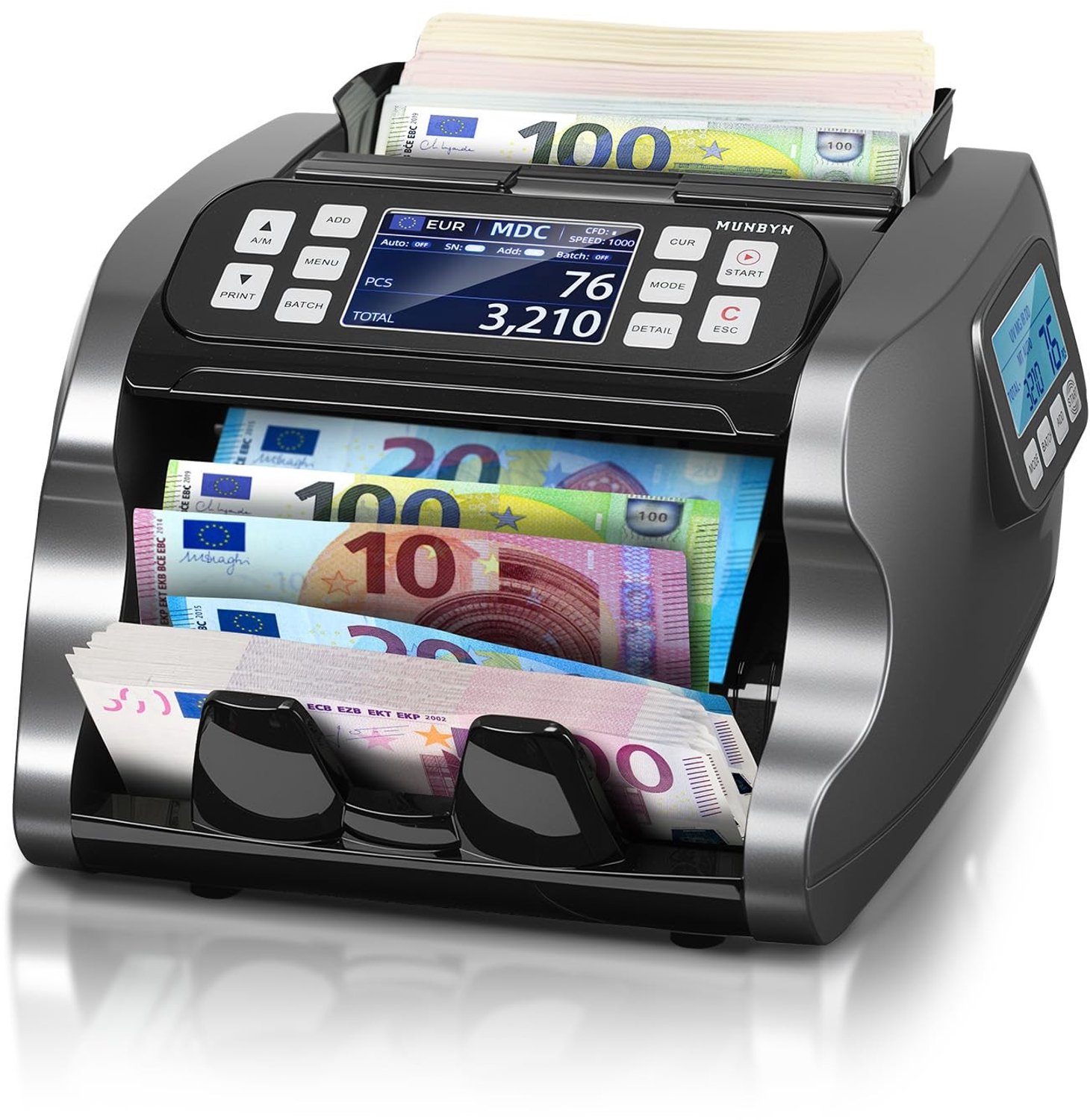 Geldtelmachine met Valse Geld Detector en Dubbele Weergave