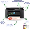 Epson printer met aanduidingen van functies zoals wifi, dubbelzijdig printen en de Epson Smart Panel app.