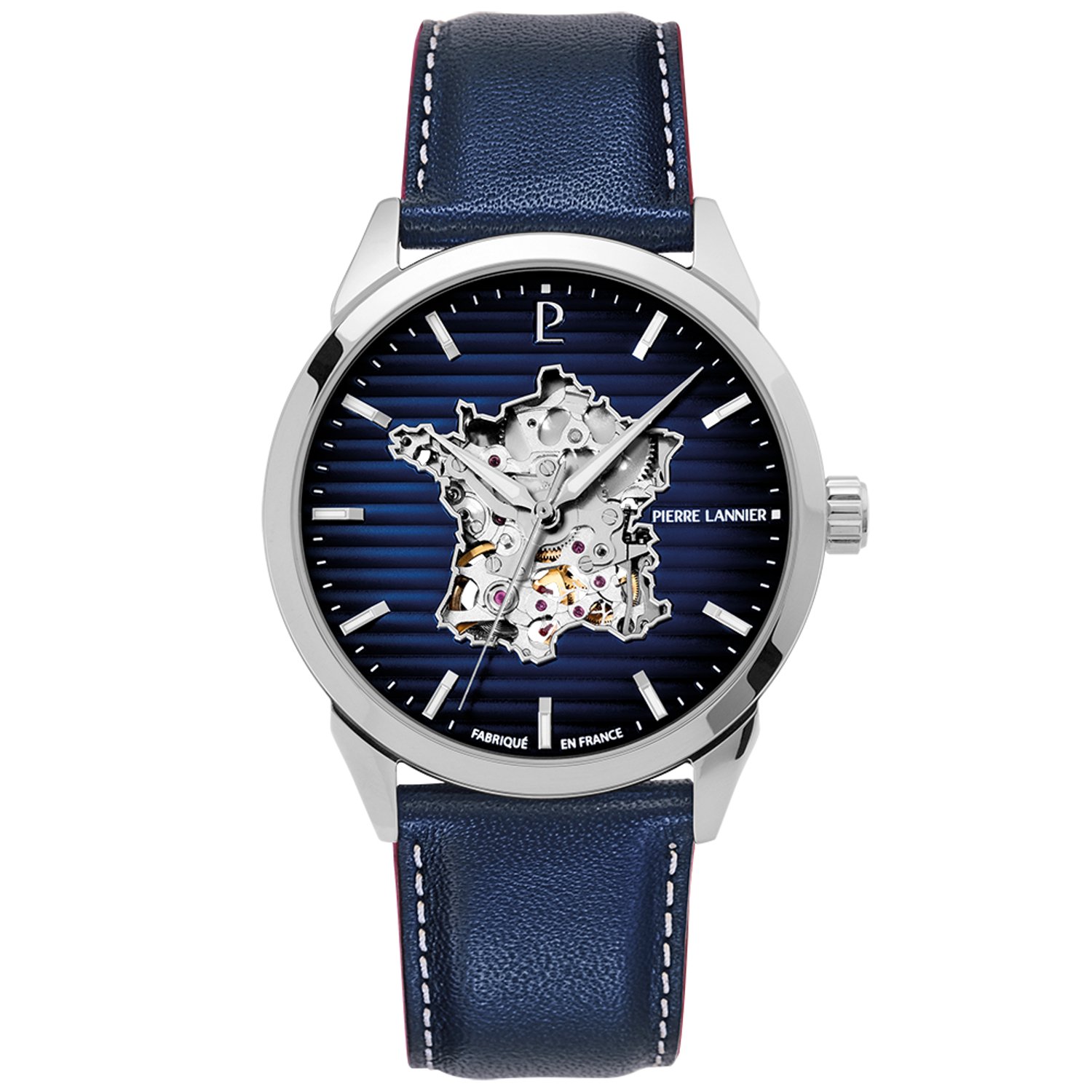 Pierre Lannier Monarck 316F166 Horloge - Leer - Blauw - Ø 43 mm