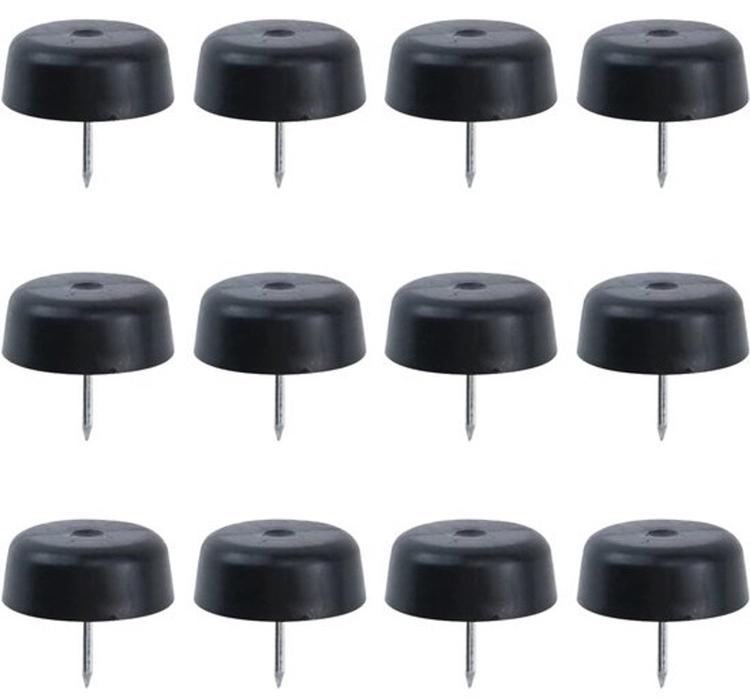 Meubelvoeten Verhogers - Sokkelglijders - Meubels Verplaatsen - Aanspijkerbare Nylon Basis - 34 mm Diameter - Zwart